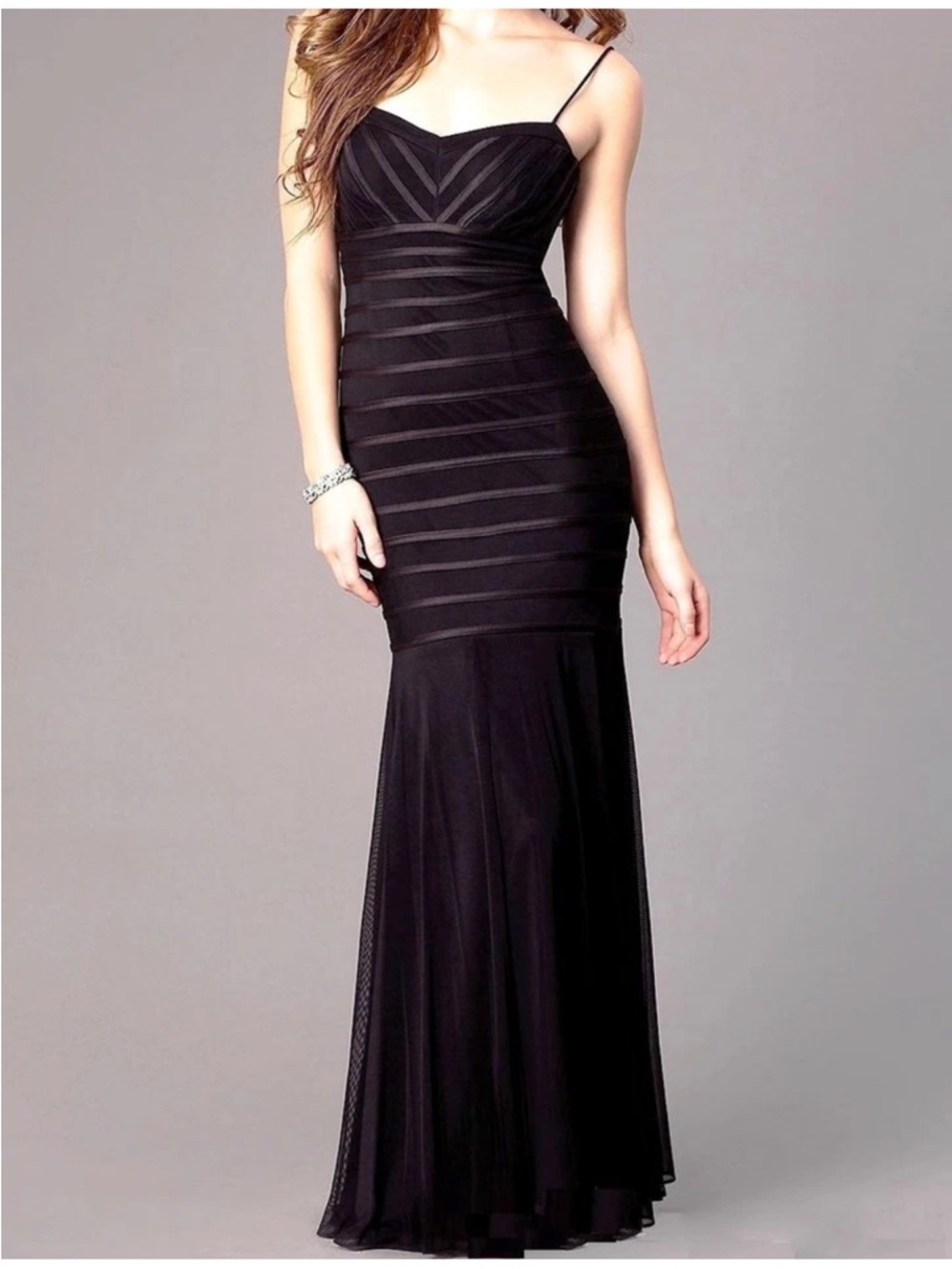 EUC Betsy & Adam Black Sweetheart Mermaid Maxi Dress Size 0